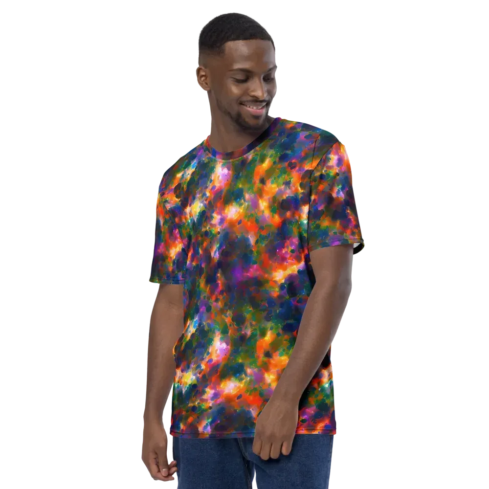 Cosmic Paintfall on Men's Crew Neck T-Shirt — Left