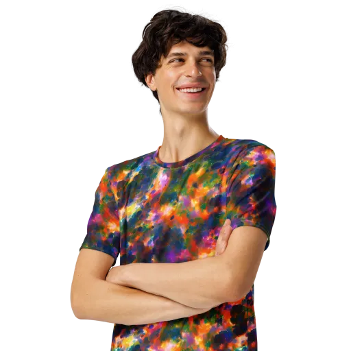 Cosmic Paintfall on a Men's Crew Neck T-Shirt