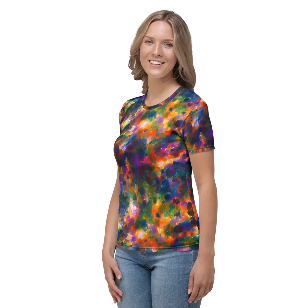 Cosmic Paintfall on Women's Crew Neck T-Shirt — Left