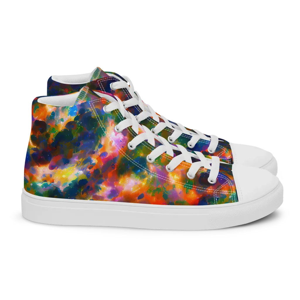 Cosmic Paintfall on Women's High Top Canvas Shoes — Right