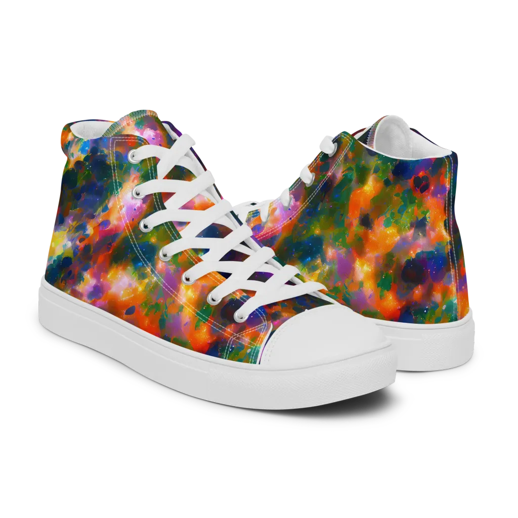 Cosmic Paintfall on Women's High Top Canvas Shoes — Right