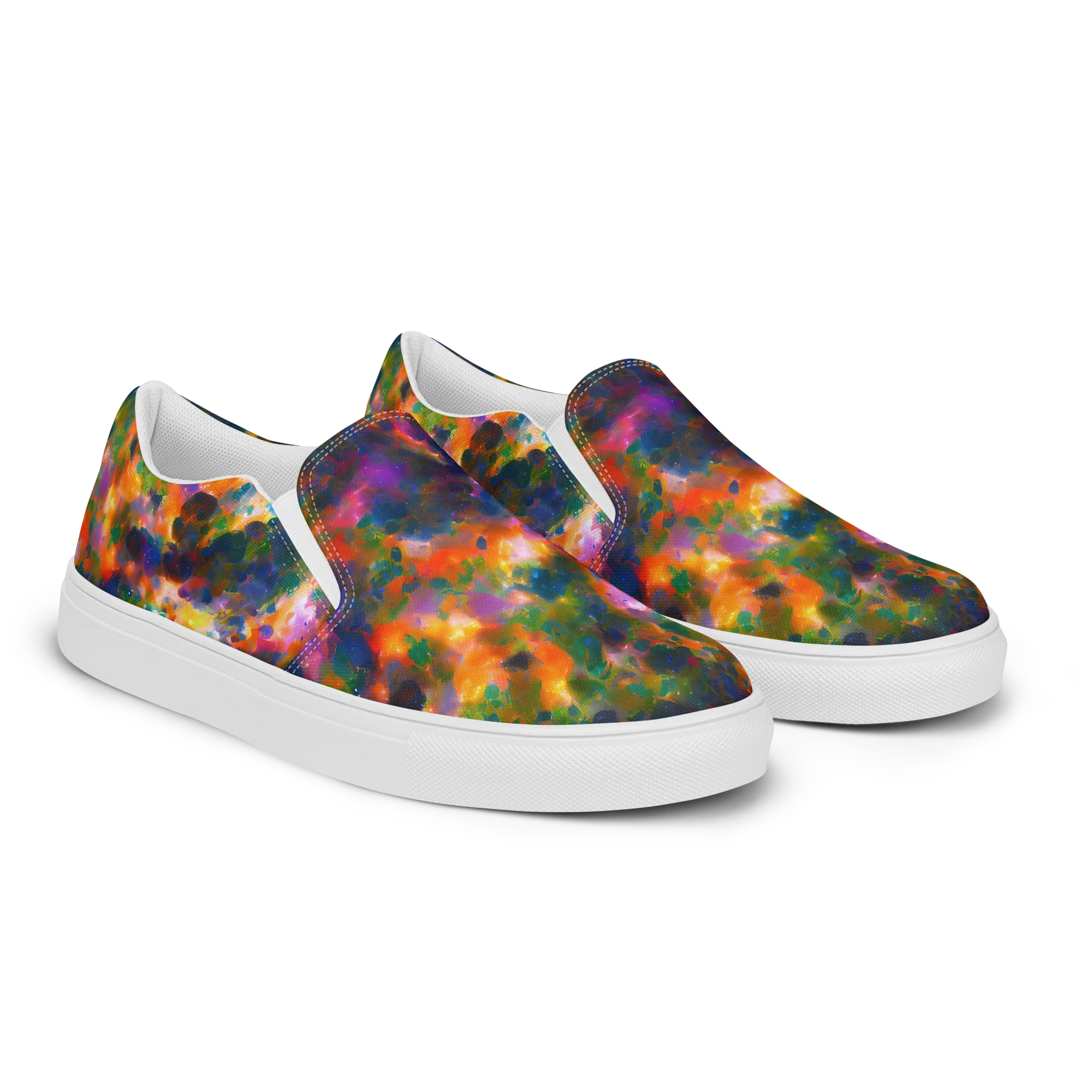 Cosmic Paintfall on Men's Slip-On Canvas Shoes — Right Front