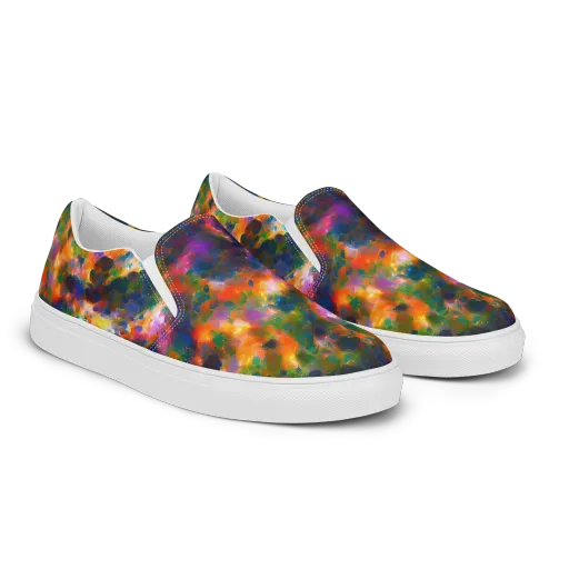 Cosmic Paintfall on a Men's Slip-On Canvas Shoes