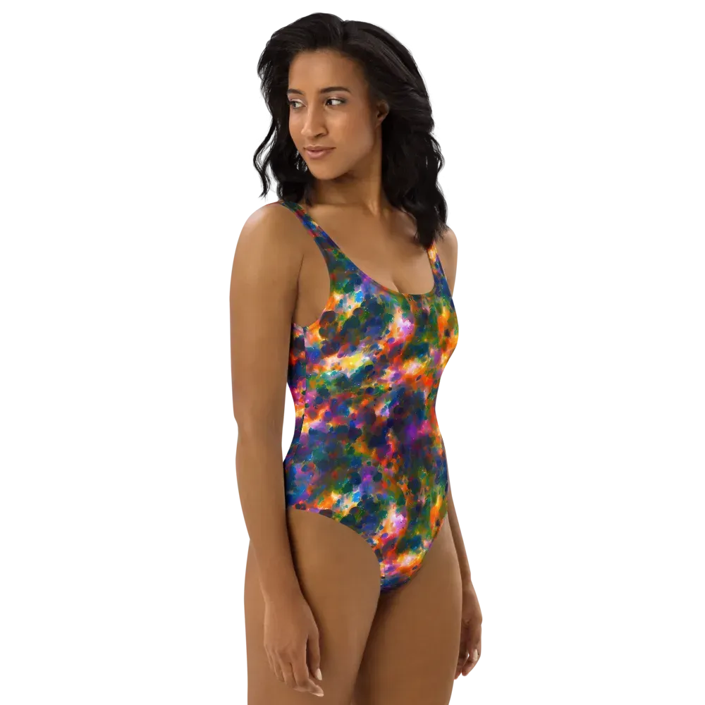 Cosmic Paintfall on One-Piece Swimsuit — Right