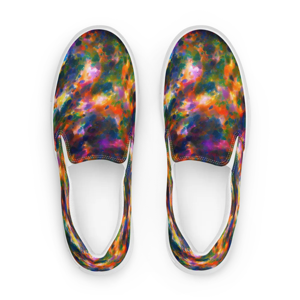Cosmic Paintfall on Women's Slip-On Canvas Shoes — Front