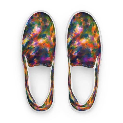 Cosmic Paintfall on a Women's Slip-On Canvas Shoes