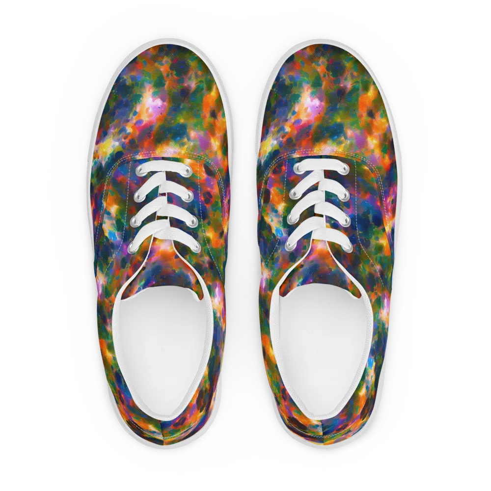 Cosmic Paintfall on Men's Lace-Up Canvas Shoes — Front