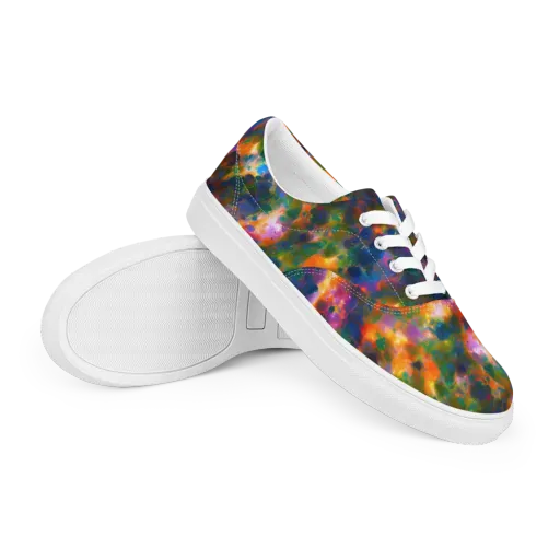 Cosmic Paintfall on a Men's Lace-Up Canvas Shoes