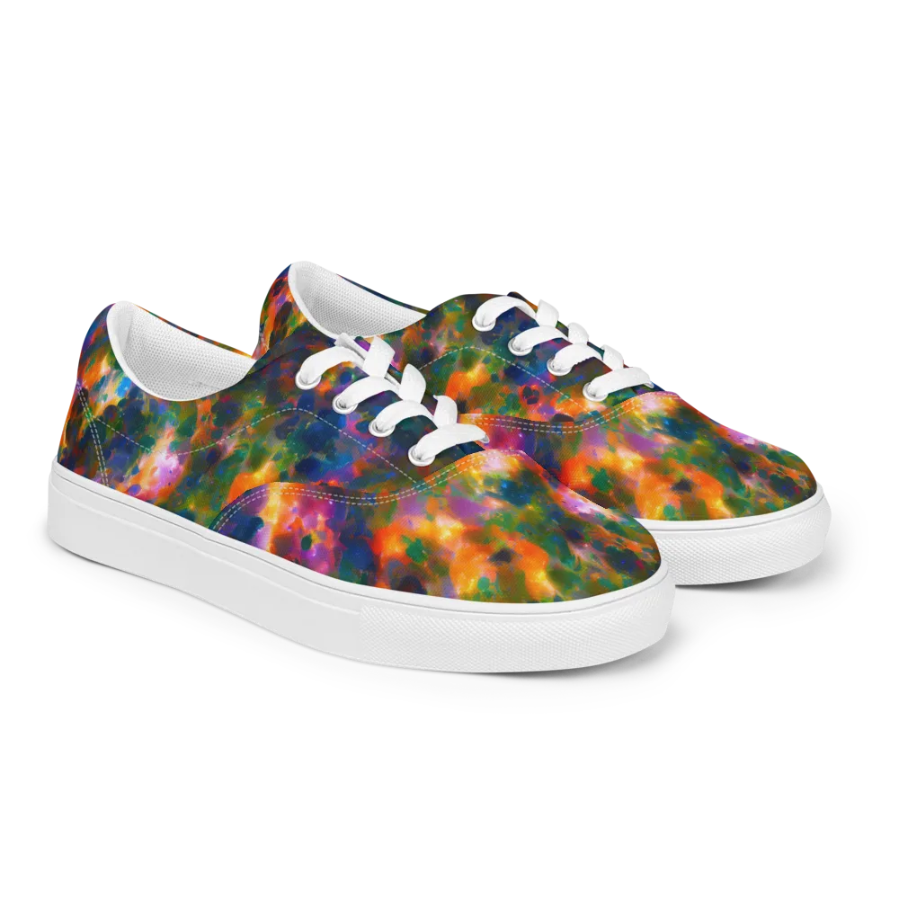 Cosmic Paintfall on Men's Lace-Up Canvas Shoes — Right Front