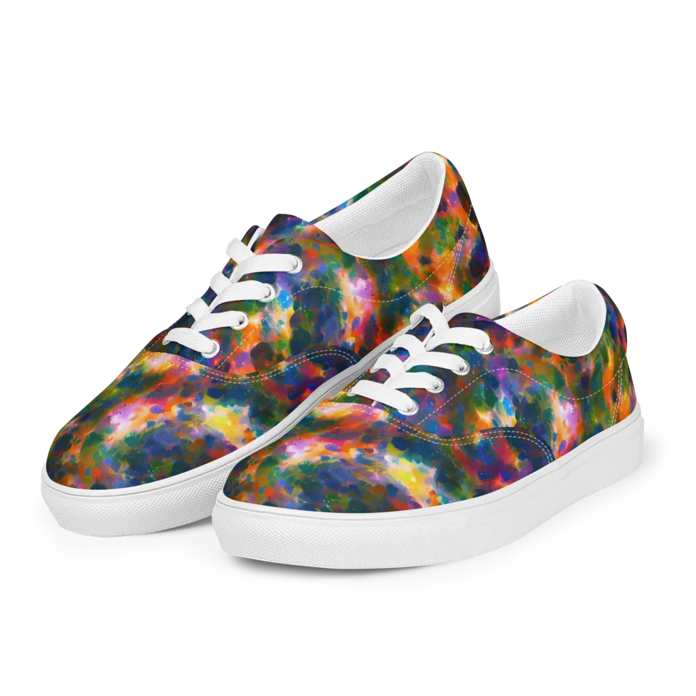 Cosmic Paintfall on Men's Lace-Up Canvas Shoes — Left Front