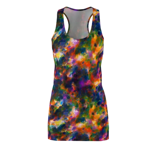 Cosmic Paintfall on a Racerback Dress