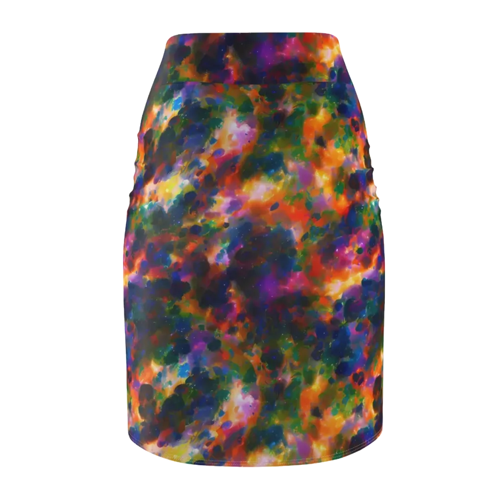 Cosmic Paintfall on Pencil Skirt — Back
