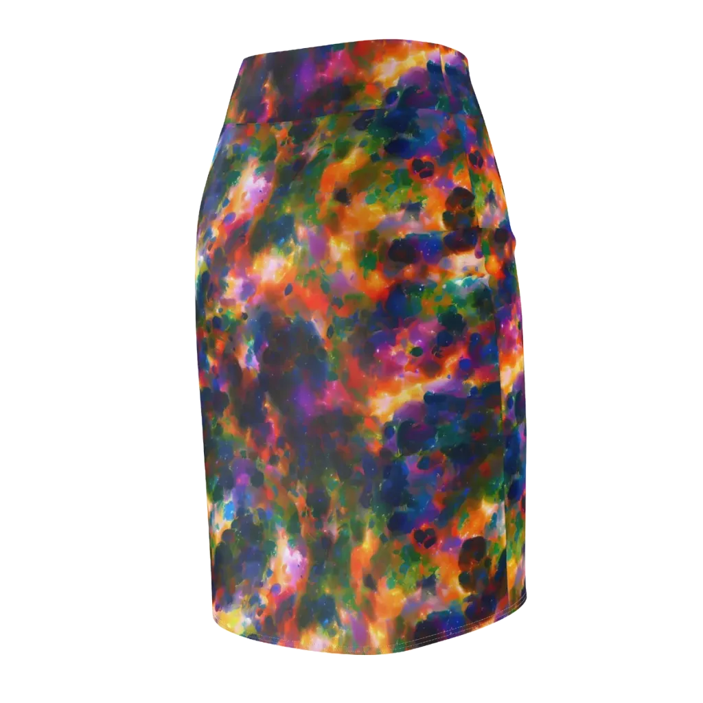 Cosmic Paintfall on Pencil Skirt — Back Side