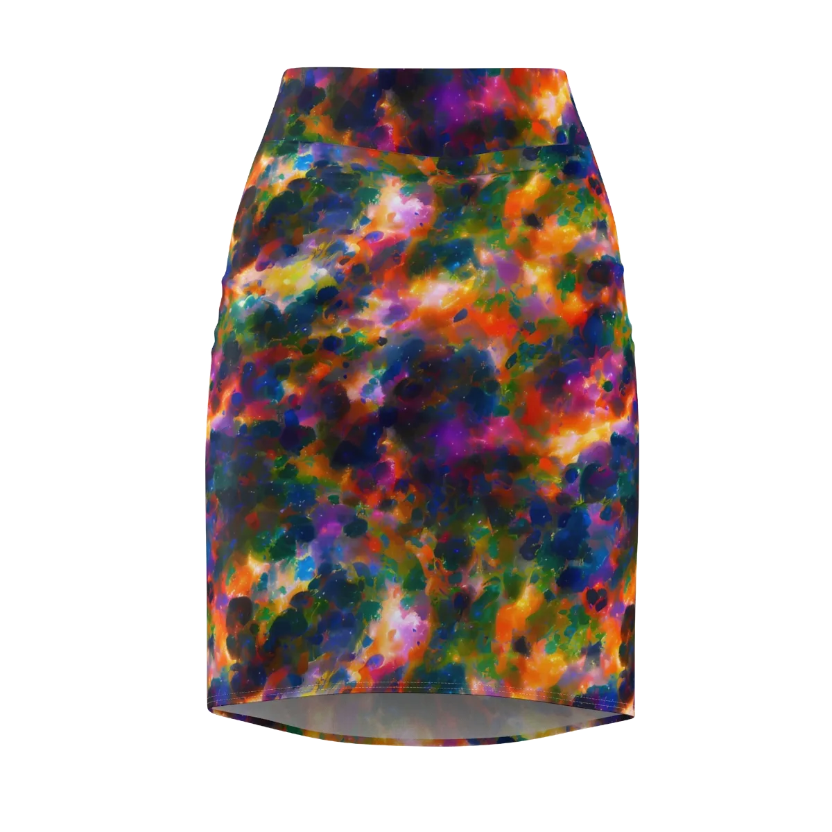 Cosmic Paintfall on Pencil Skirt — Front
