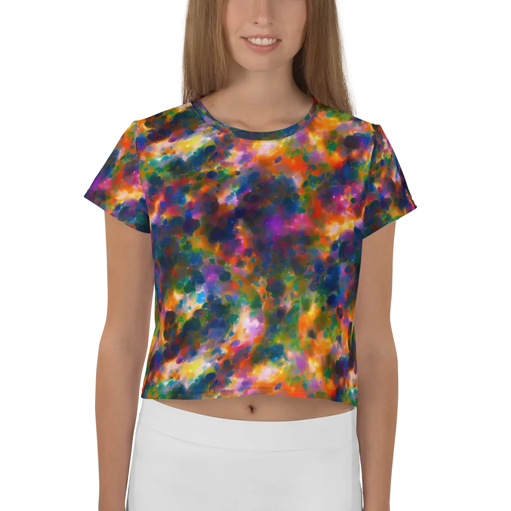 Cosmic Paintfall on Crop Tee — Front