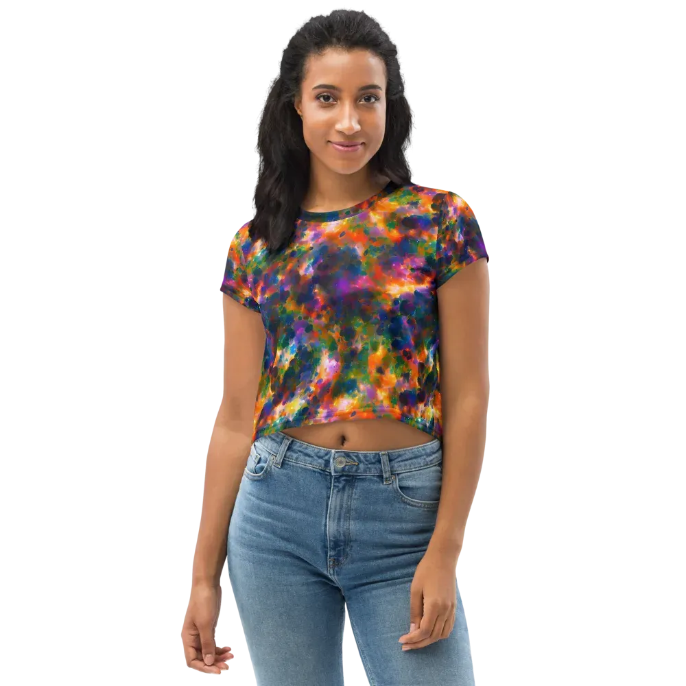 Cosmic Paintfall on Crop Tee — Front