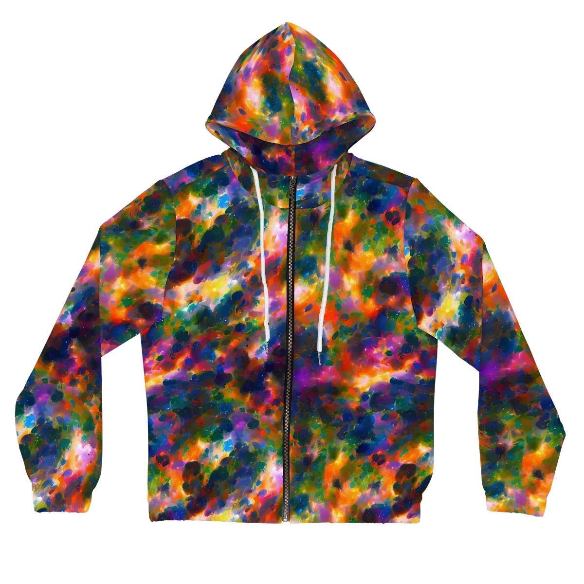 Cosmic Paintfall on Women's Full-Zip Hoodie — Front