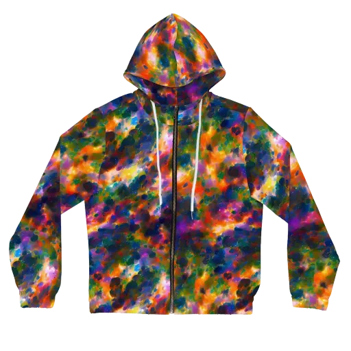 Cosmic Paintfall on a Women's Full-Zip Hoodie