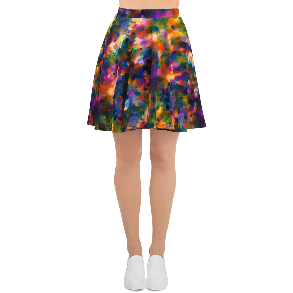 Cosmic Paintfall on Skater Skirt — Front