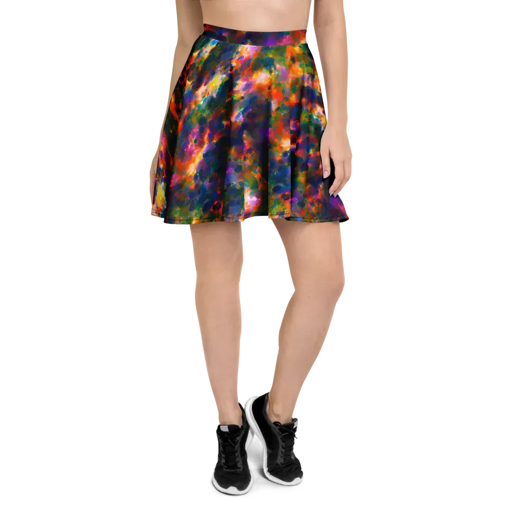 Cosmic Paintfall on Skater Skirt — Front
