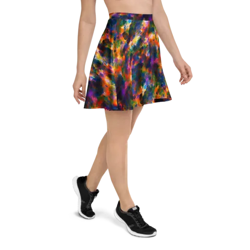 Cosmic Paintfall on a Skater Skirt