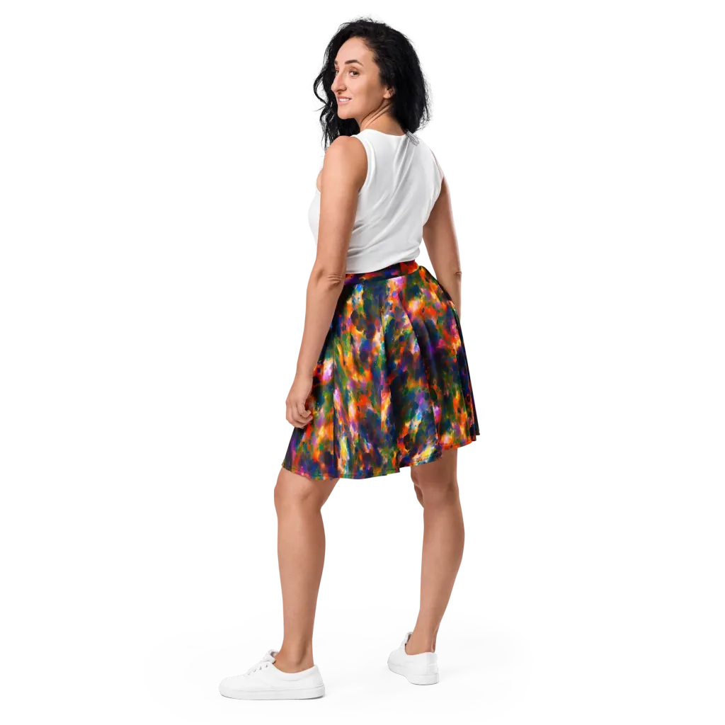 Cosmic Paintfall on Skater Skirt — Back
