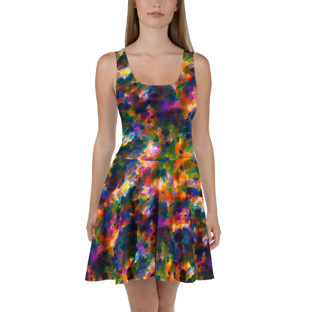 Cosmic Paintfall on Skater Dress — Front