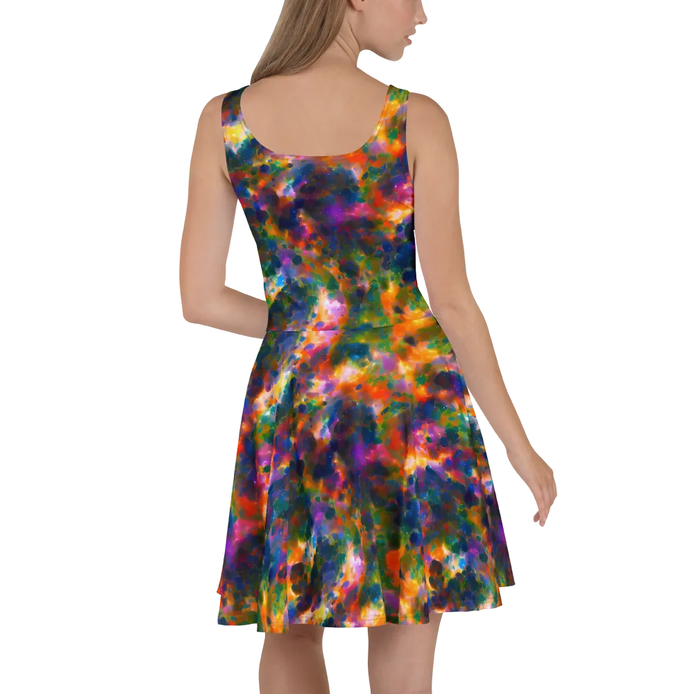 Cosmic Paintfall on Skater Dress — Back