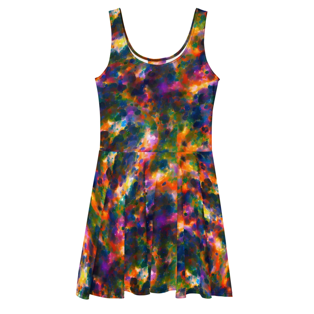 Cosmic Paintfall on Skater Dress — Front