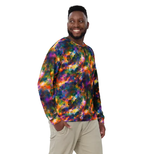 Cosmic Paintfall on a Sweatshirt