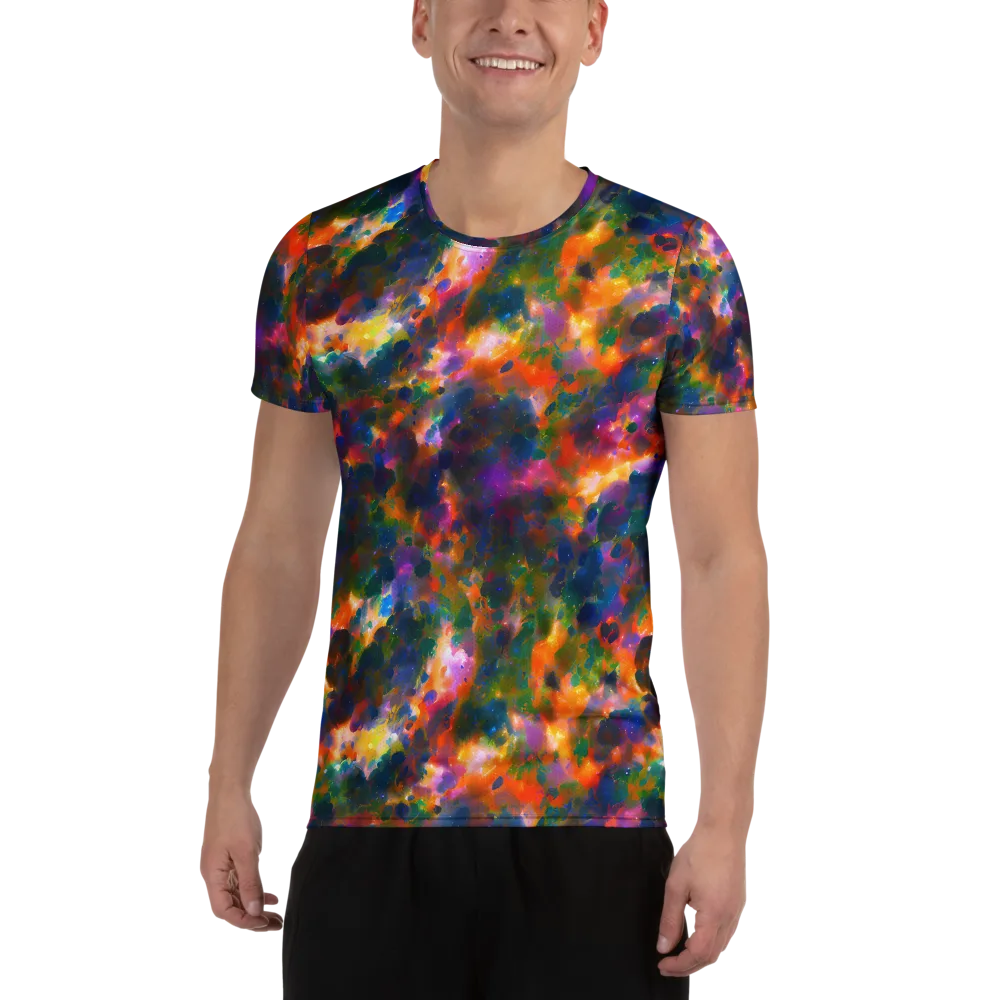 Cosmic Paintfall on Men's Athletic T-Shirt — Front