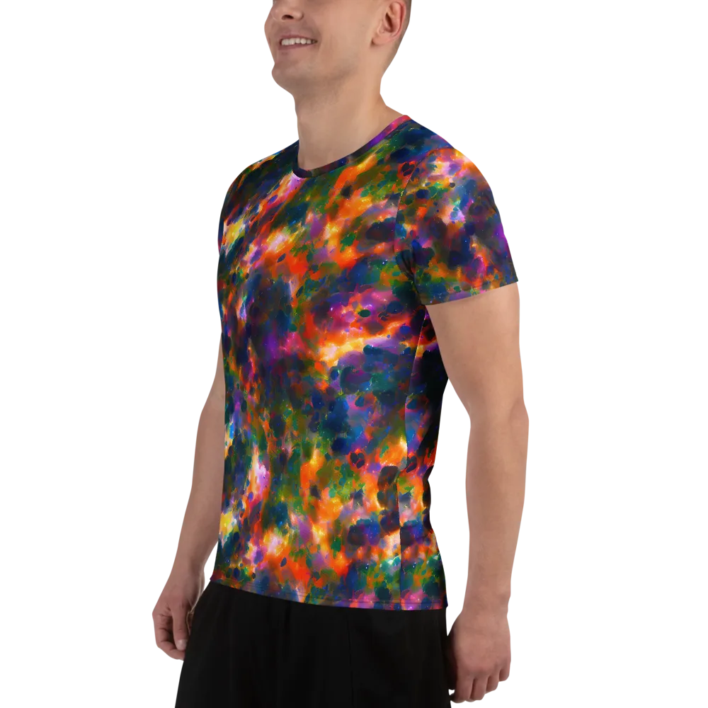 Cosmic Paintfall on Men's Athletic T-Shirt — Left