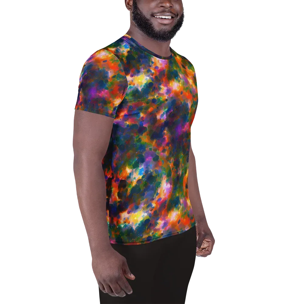 Cosmic Paintfall on Men's Athletic T-Shirt — Right