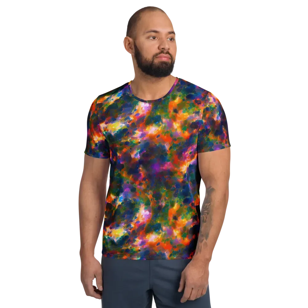 Cosmic Paintfall on Men's Athletic T-Shirt — Front