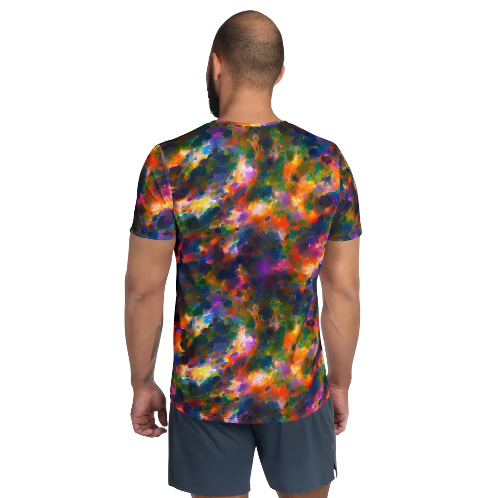 Cosmic Paintfall on Men's Athletic T-Shirt — Back