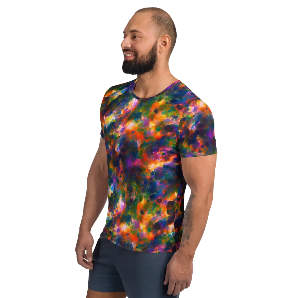 Cosmic Paintfall on Men's Athletic T-Shirt — Left