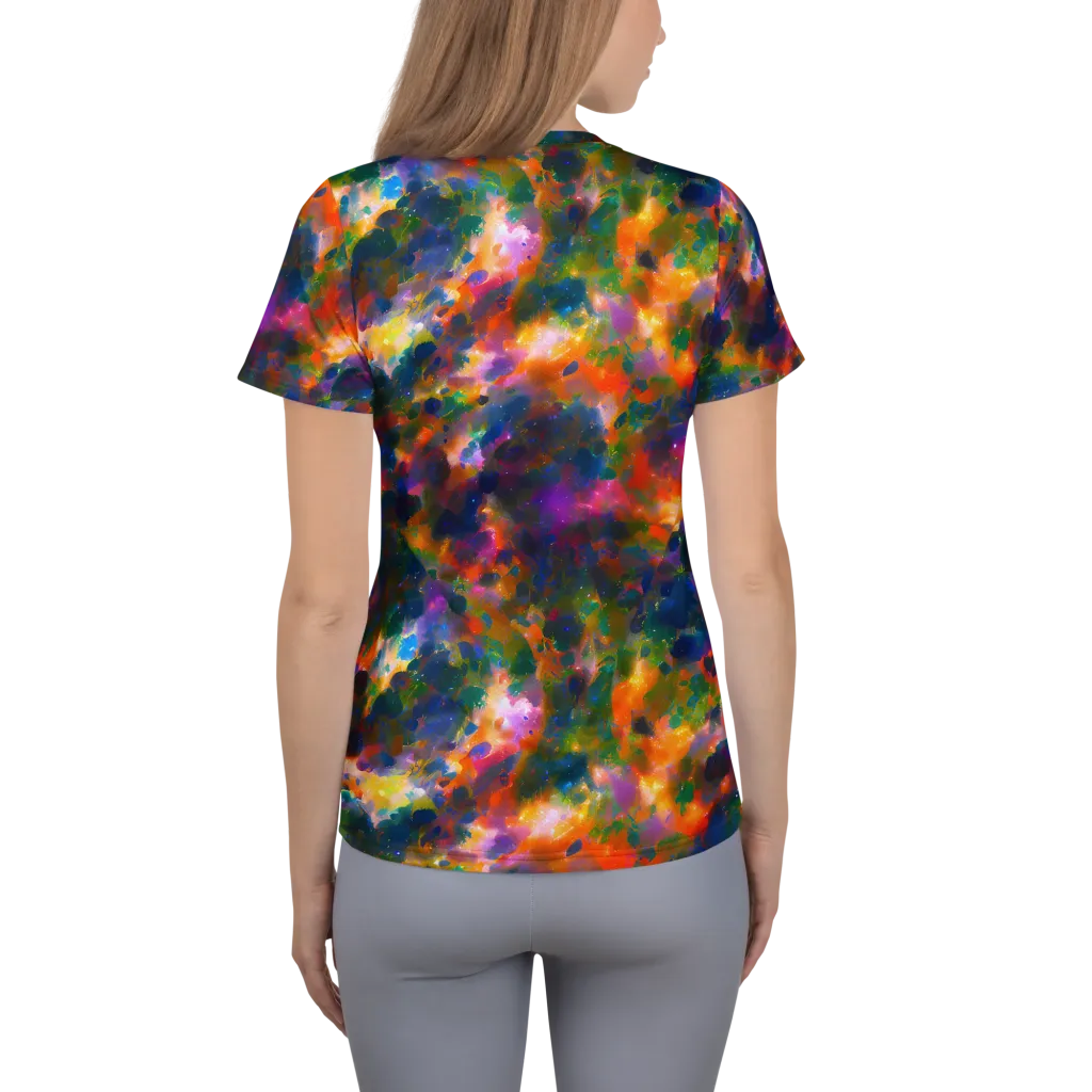 Cosmic Paintfall on Women's Athletic T-Shirt — Back