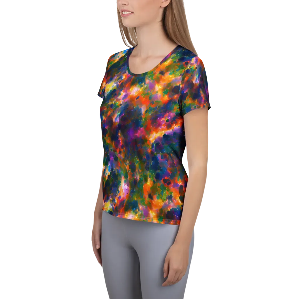 Cosmic Paintfall on Women's Athletic T-Shirt — Left