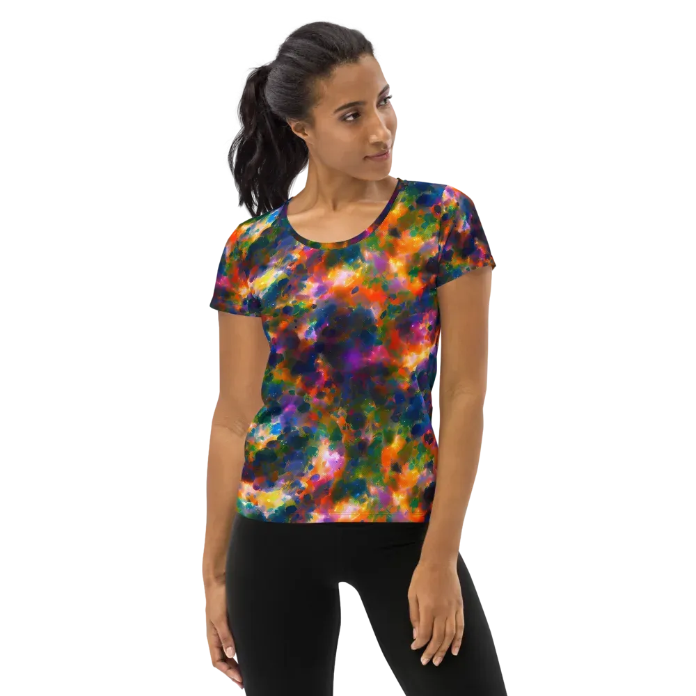 Cosmic Paintfall on Women's Athletic T-Shirt — Front