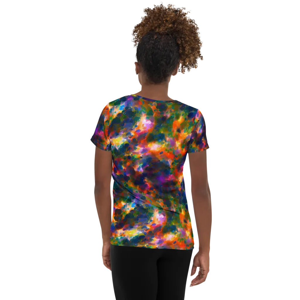 Cosmic Paintfall on Women's Athletic T-Shirt — Back