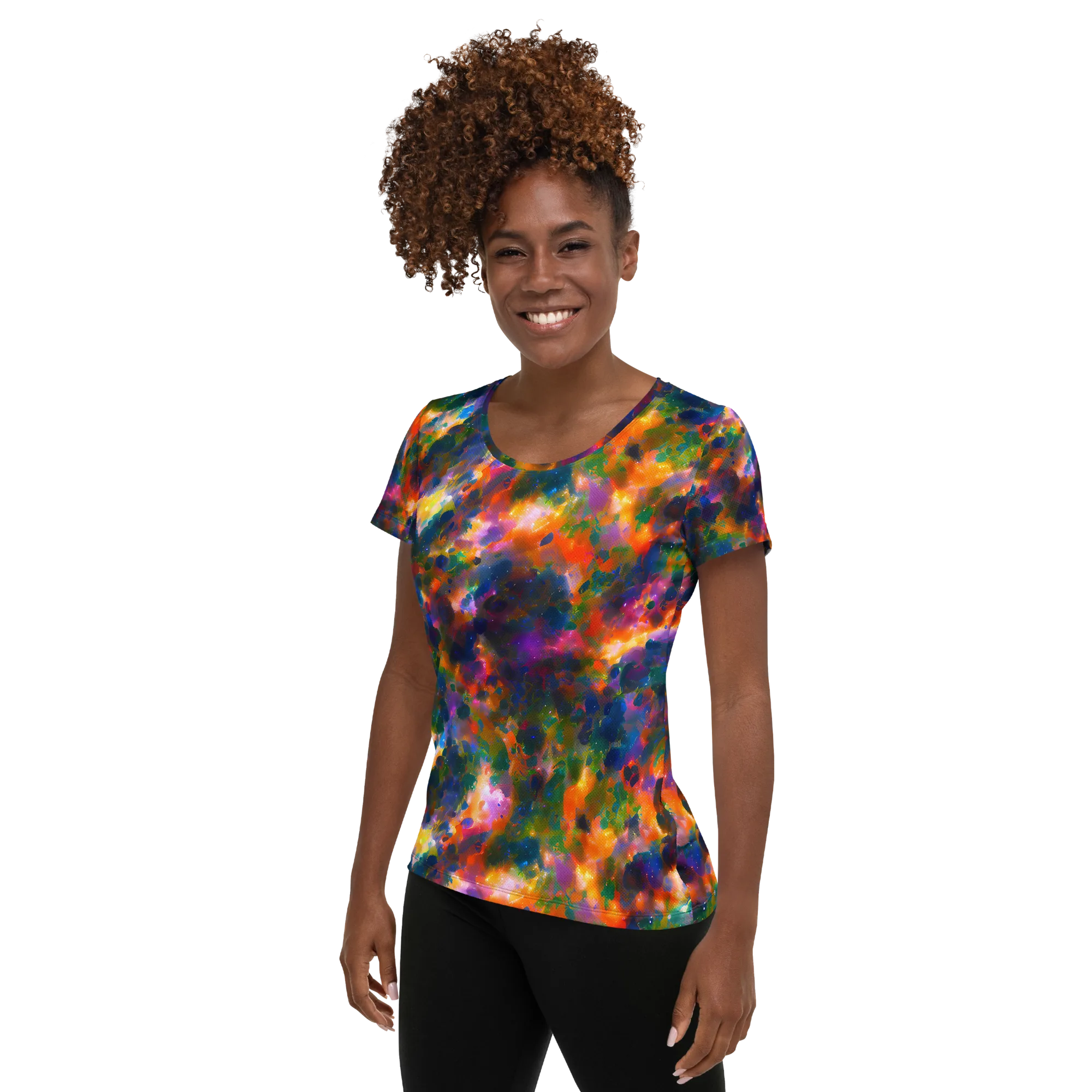 Cosmic Paintfall on Women's Athletic T-Shirt — Left