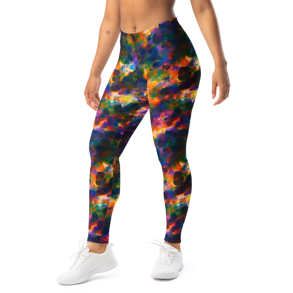 Cosmic Paintfall on Leggings — Left Front