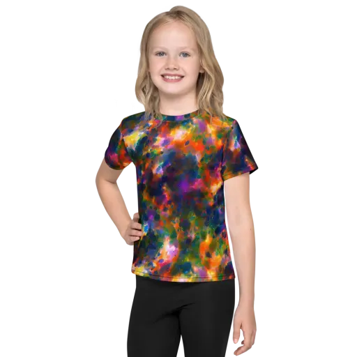 Cosmic Paintfall on a Kids Crew Neck T-Shirt