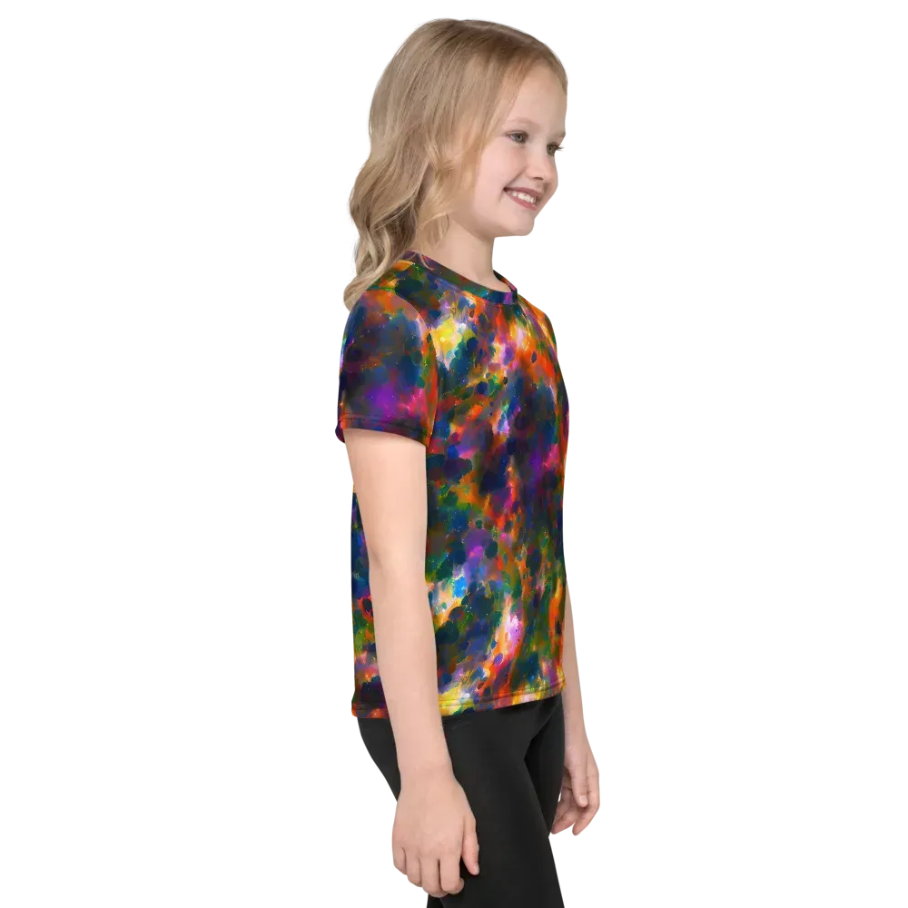 Cosmic Paintfall on Kids Crew Neck T-Shirt — Right
