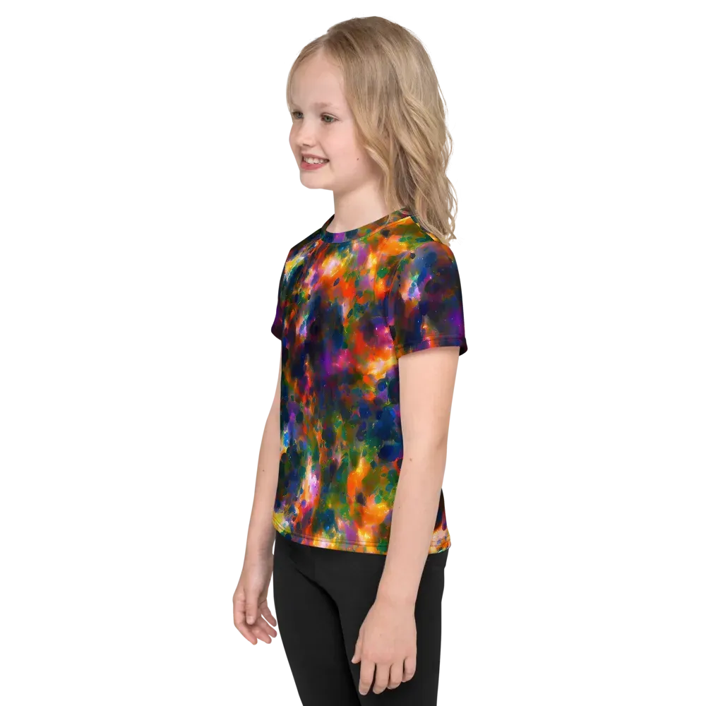 Cosmic Paintfall on Kids Crew Neck T-Shirt — Left