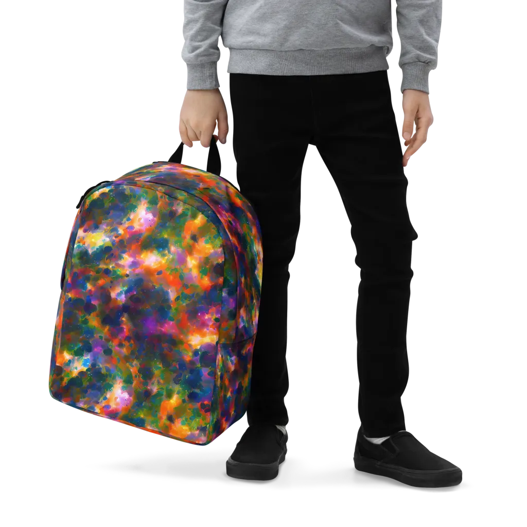 Cosmic Paintfall on Minimalist Backpack — Zoomed-in