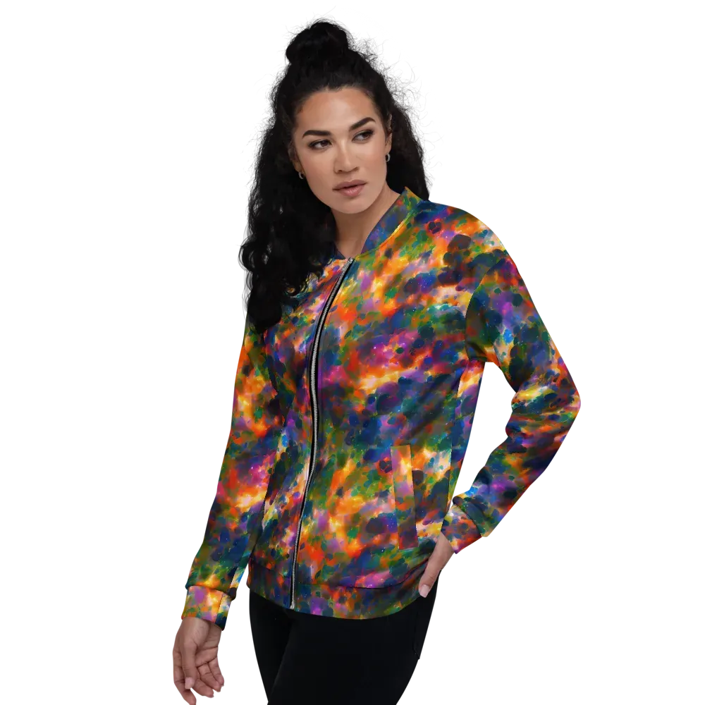 Cosmic Paintfall on Bomber Jacket — Left