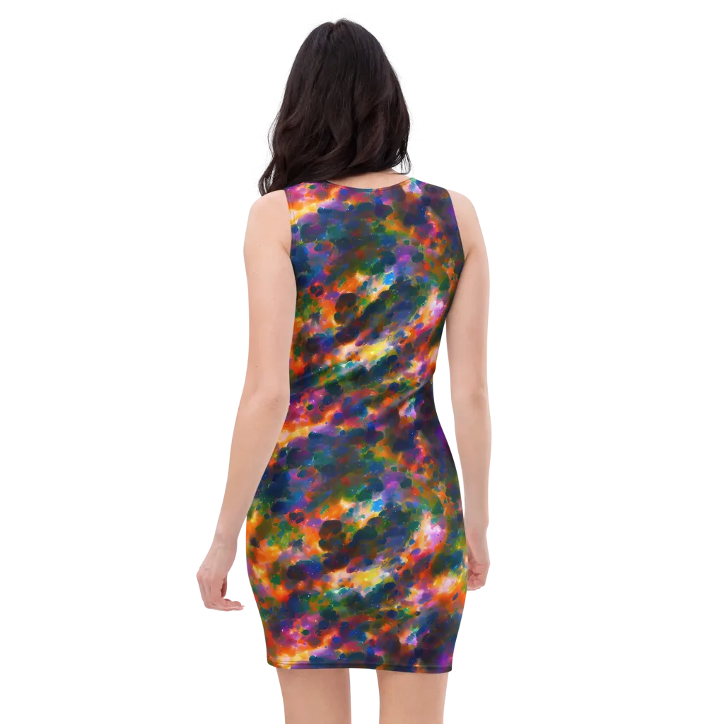 Cosmic Paintfall on Bodycon Dress — Back