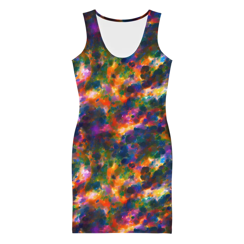 Cosmic Paintfall on Bodycon Dress — Front