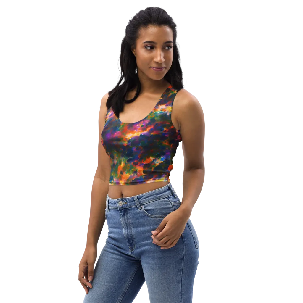 Cosmic Paintfall on Crop Top — Left Front